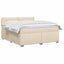 Box Spring Seng med Madras og LED Cremefarvet 180 x 200 cm Stof