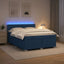 Box Spring Seng med Madras og LED Blå 180 x 200 cm Stof