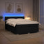 Box Spring Seng med Madras og LED Sort 200 x 200 cm Stof
