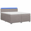 Box Spring Seng med Madras og LED Gråbrun 200 x 200 cm Stof