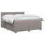 Box Spring Seng med Madras og LED Gråbrun 200 x 200 cm Stof