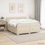 Box Spring Seng med Madras og LED Cremefarvet 200 x 200 cm Stof