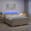 Box Spring Seng med Madras og LED Cremefarvet 200 x 200 cm Stof