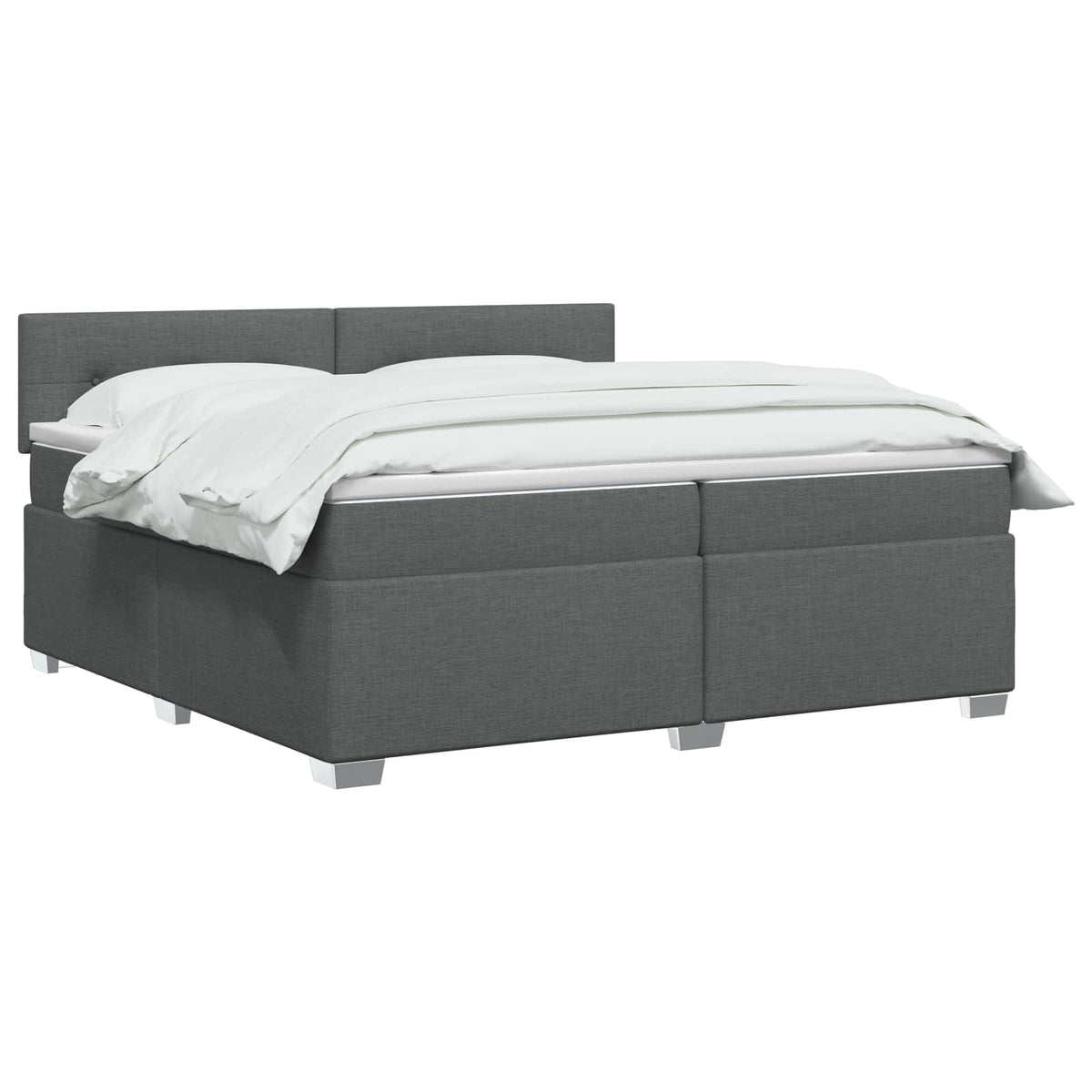 Box Spring Seng med Madras og LED Mørkegrå 200 x 200 cm Stof