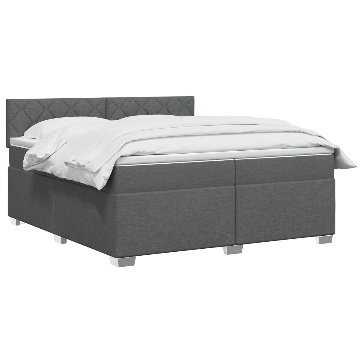 Box Spring Seng med Madras og LED Mørkegrå 200 x 200 cm Stof