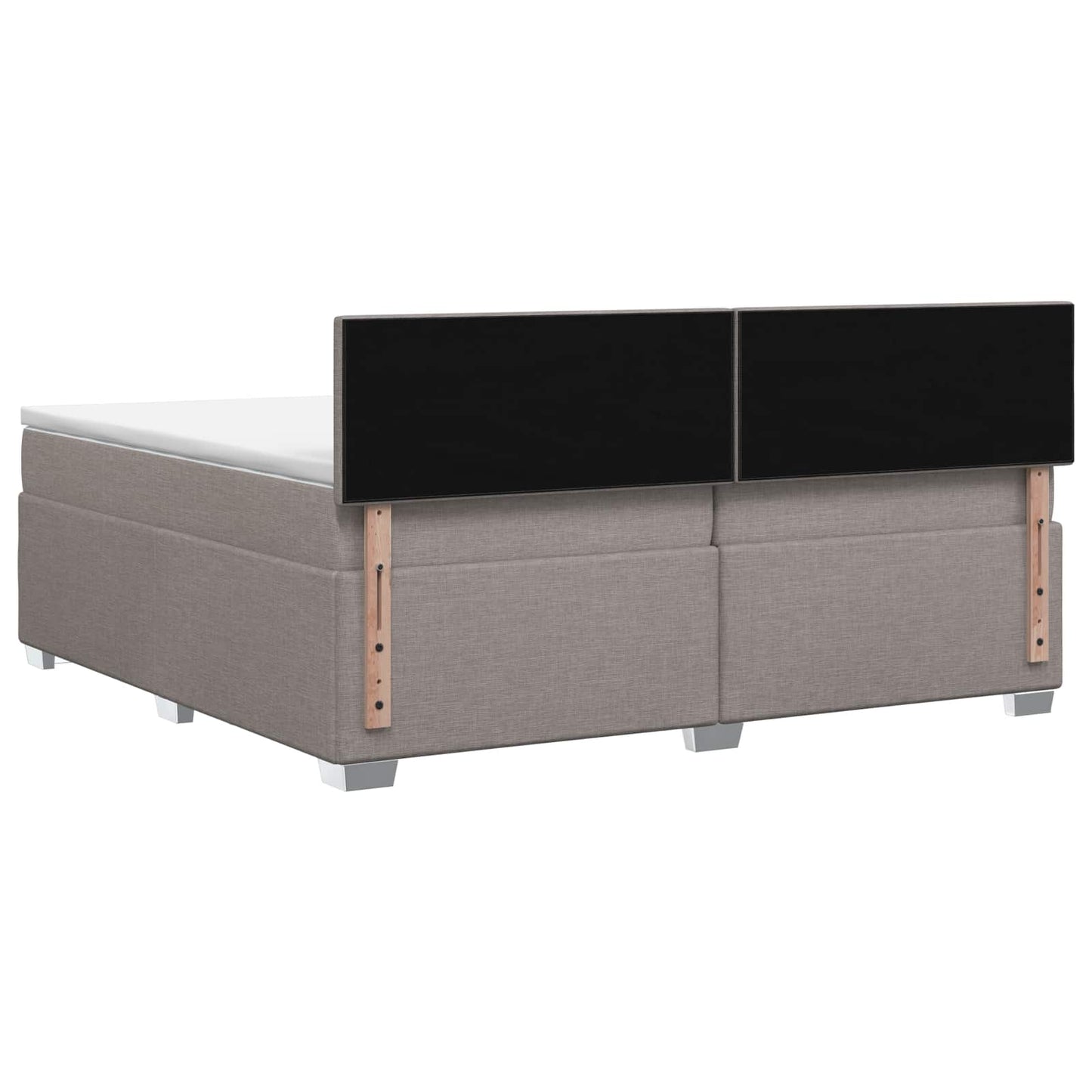 Box Spring Seng med Madras og LED Gråbrun 200 x 200 cm Stof