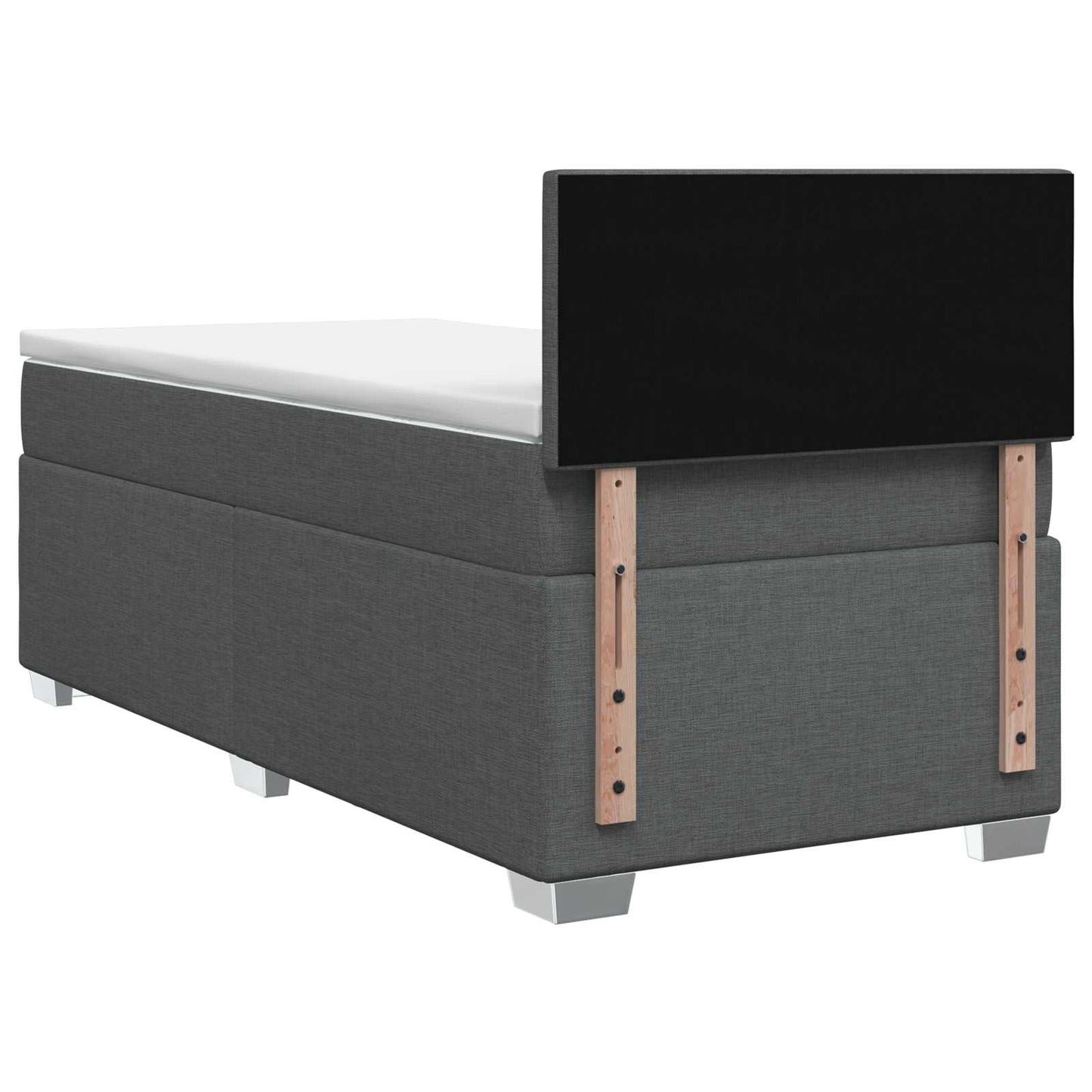 Box Spring Seng med Madras og LED Mørkegrå Enkelt Stof