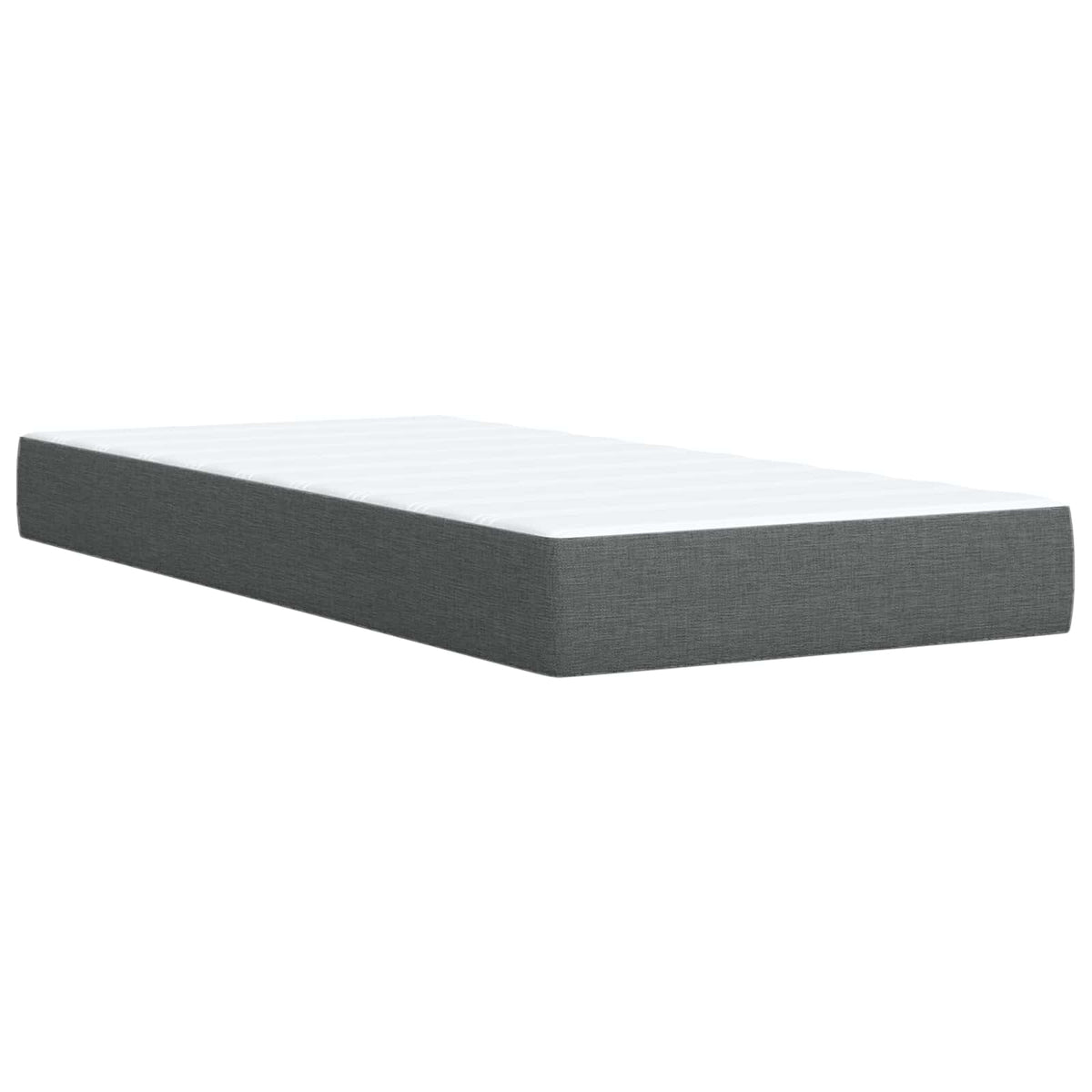 Box Spring Seng med Madras og LED Mørkegrå Enkelt Stof