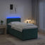 Box Spring Seng med Madras og LED Mørkegrøn 90 x 200 cm Velour