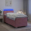 Box Spring Seng med Madras og LED Lyserød 100 x 200 cm Velour