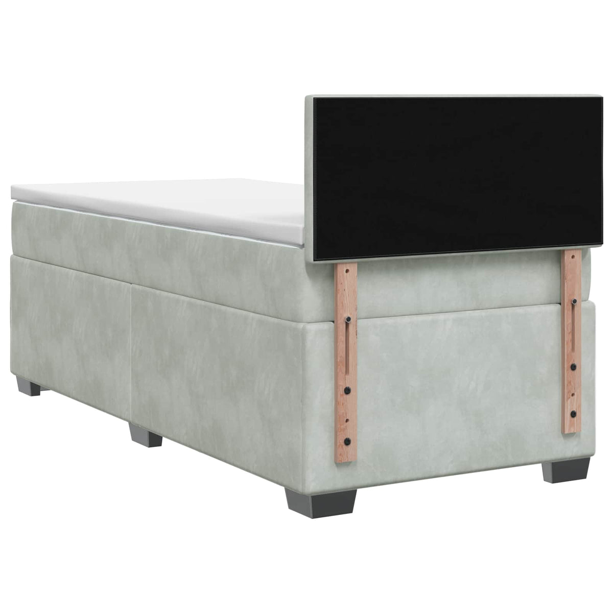 Box Spring Seng med Madras og LED Lysegrå 80 x 200 cm Velour
