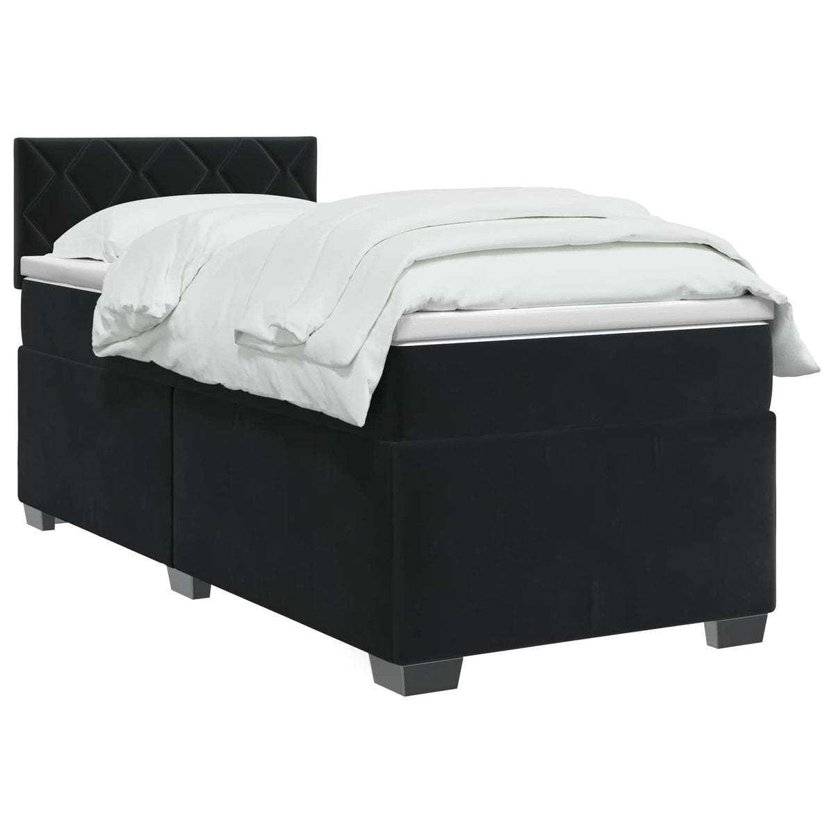 Box Spring Seng med Madras og LED Sort 80 x 200 cm Velour