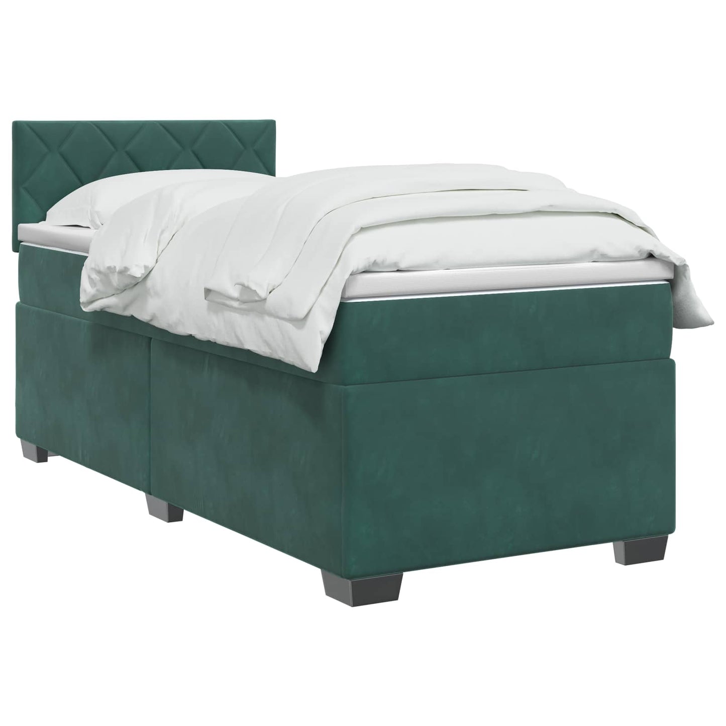 Box Spring Seng med Madras og LED Mørkegrøn 80 x 200 cm Velour