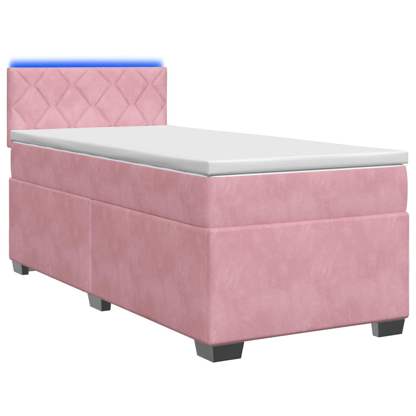 Box Spring Seng med Madras og LED Lyserød 80 x 200 cm Velour