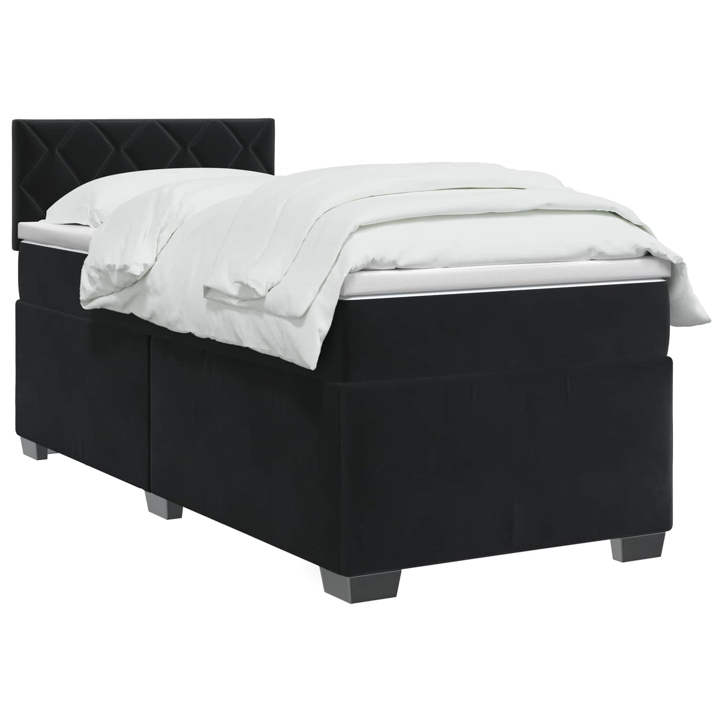 Box Spring Seng med Madras og LED Sort 90 x 190 cm Velour
