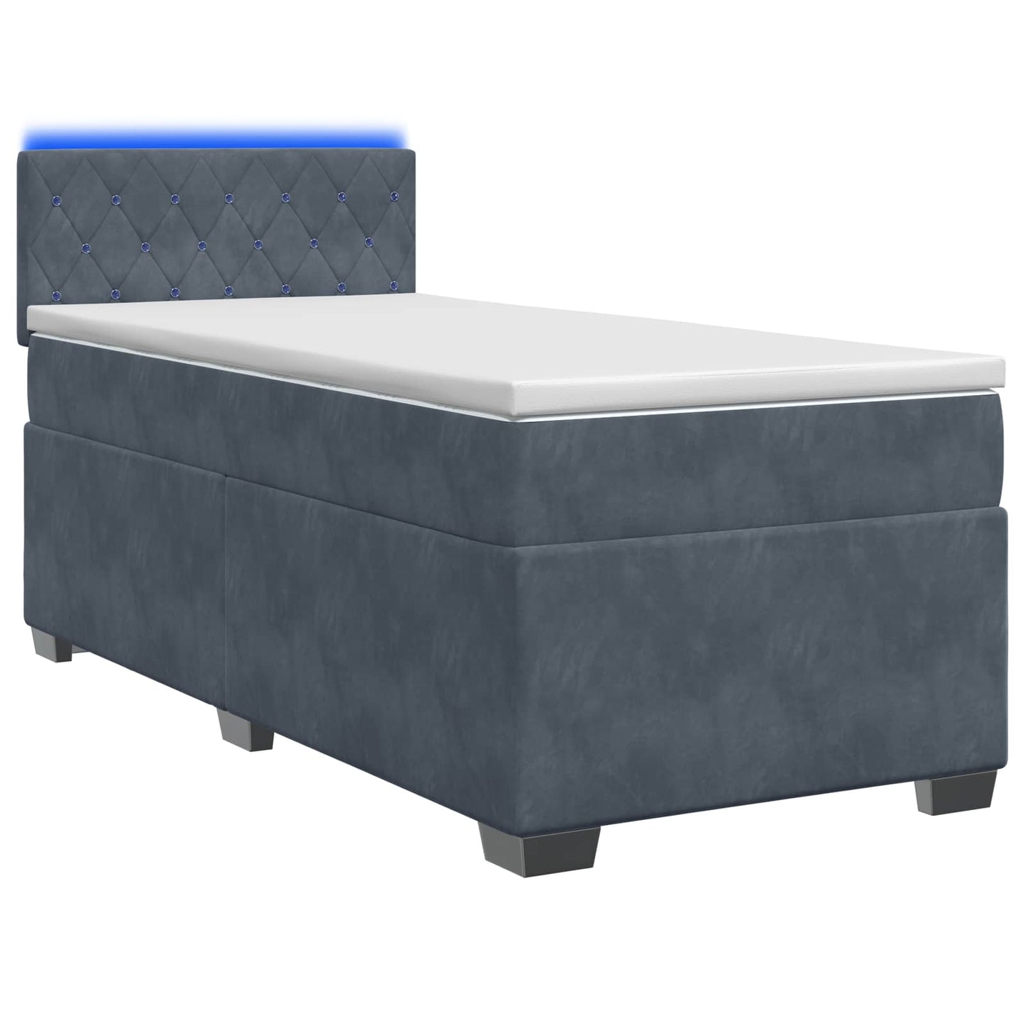Box Spring Seng med Madras og LED Mørkegrå 90 x 200 cm Velour