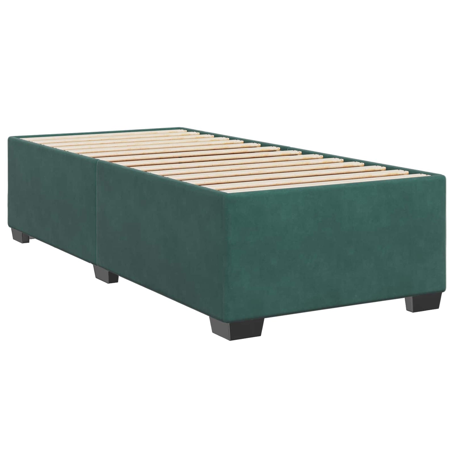 Box Spring Seng med Madras og LED Mørkegrøn 90 x 200 cm Velour
