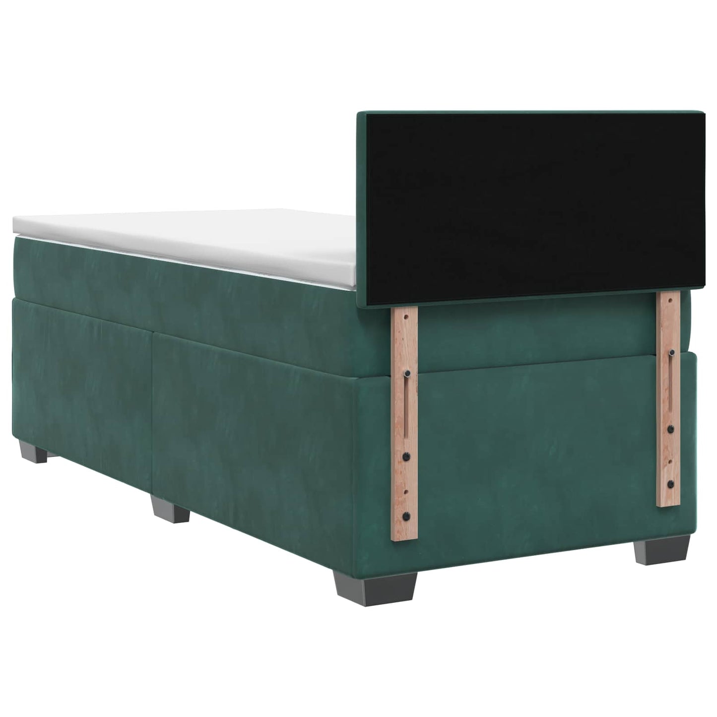 Box Spring Seng med Madras og LED Mørkegrøn 90 x 200 cm Velour