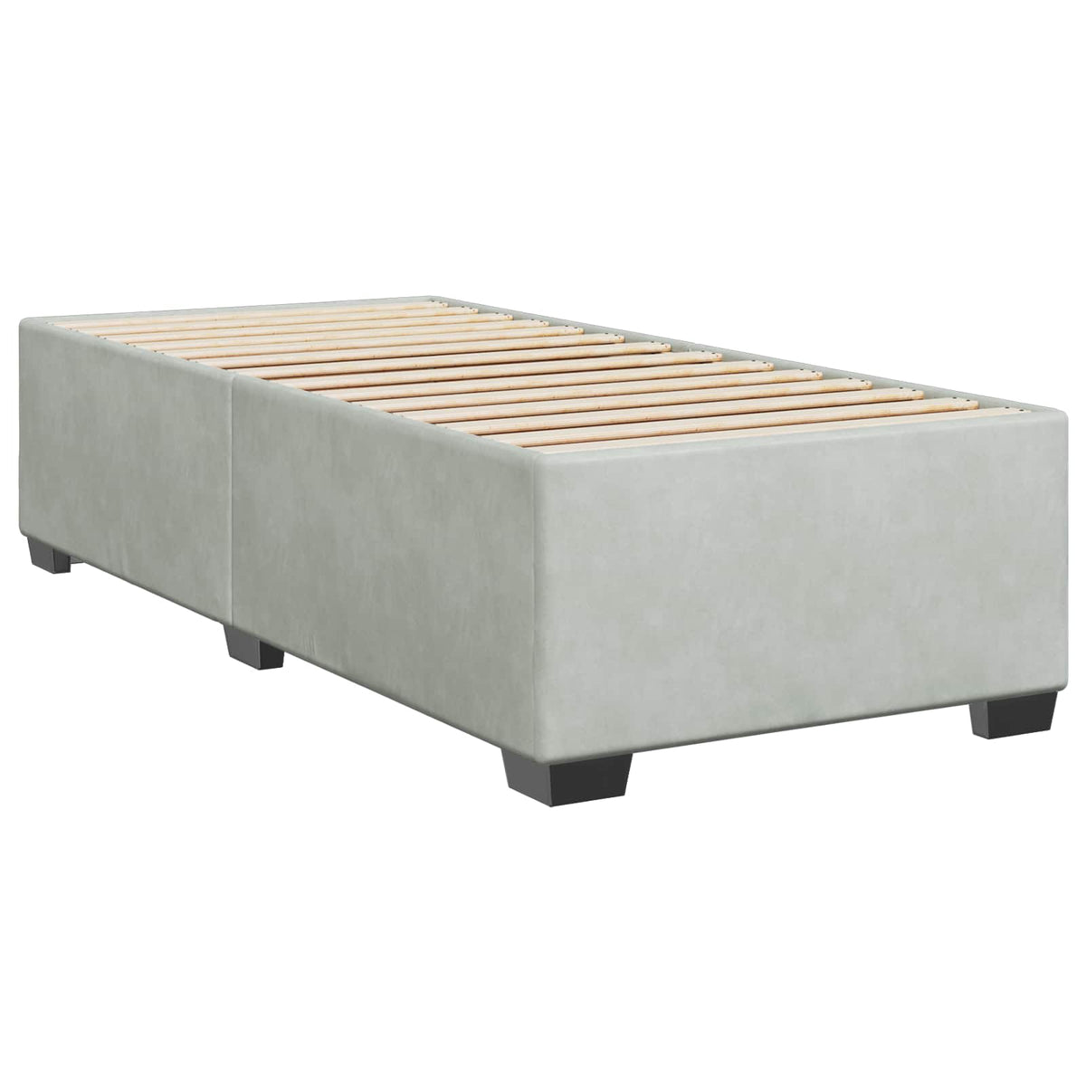 Box Spring Seng med Madras og LED Lysegrå 90 x 200 cm Velour