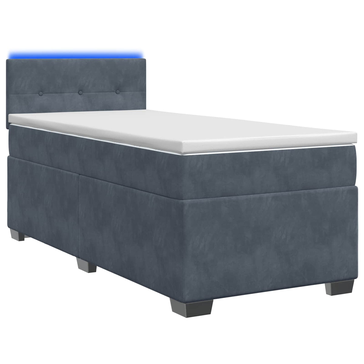 Box Spring Seng med Madras og LED Mørkegrå 90 x 200 cm Velour