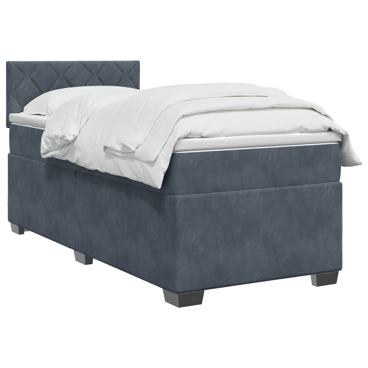 Box Spring Seng med Madras og LED Mørkegrå 90 x 200 cm Velour