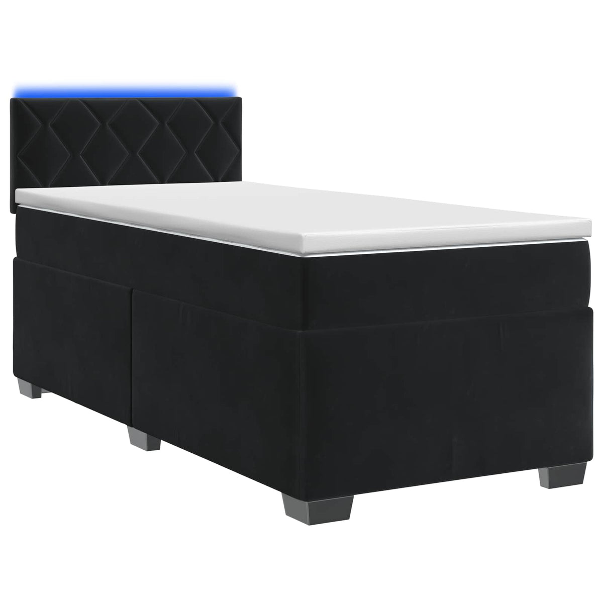 Box Spring Seng med Madras og LED Sort 90 x 200 cm Velour