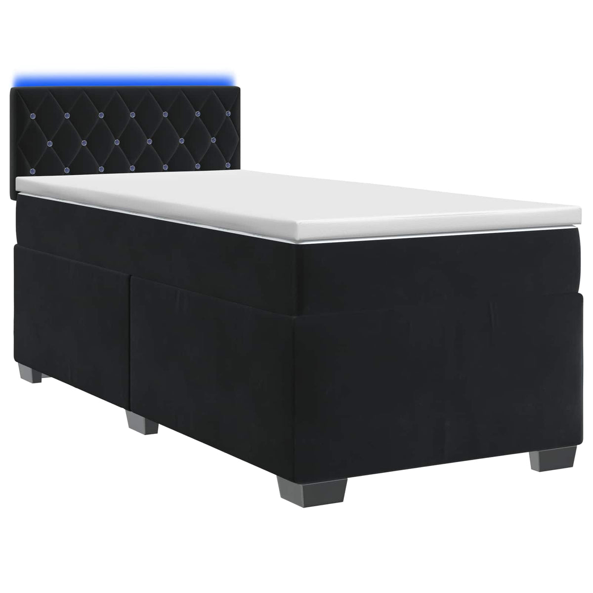 Box Spring Seng med Madras og LED Sort 100 x 200 cm Velour