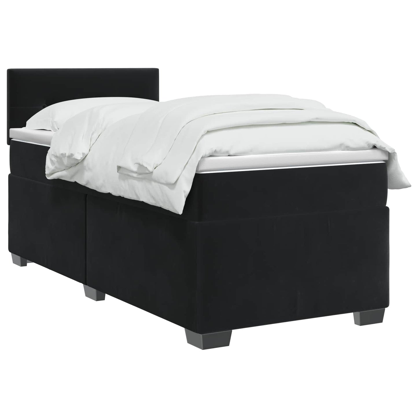 Box Spring Seng med Madras og LED Sort 100 x 200 cm Velour