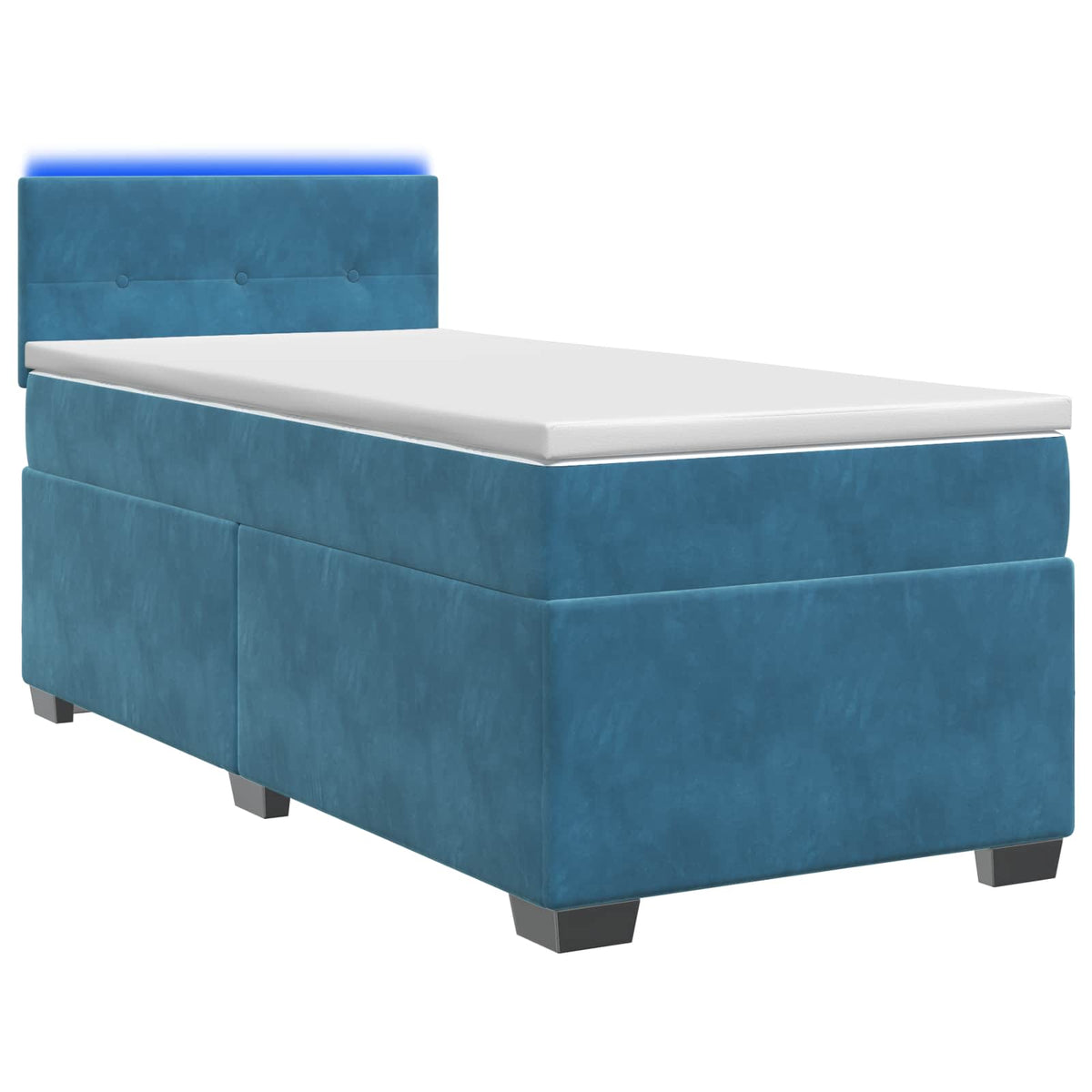 Box Spring Seng med Madras og LED Blå 100 x 200 cm Velour
