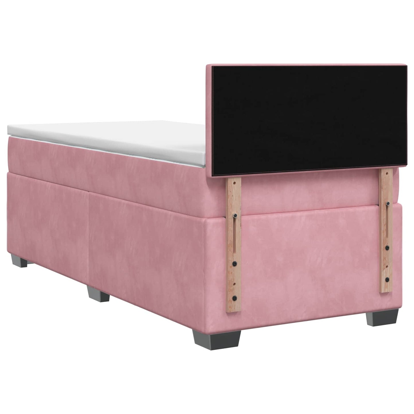 Box Spring Seng med Madras og LED Lyserød 100 x 200 cm Velour
