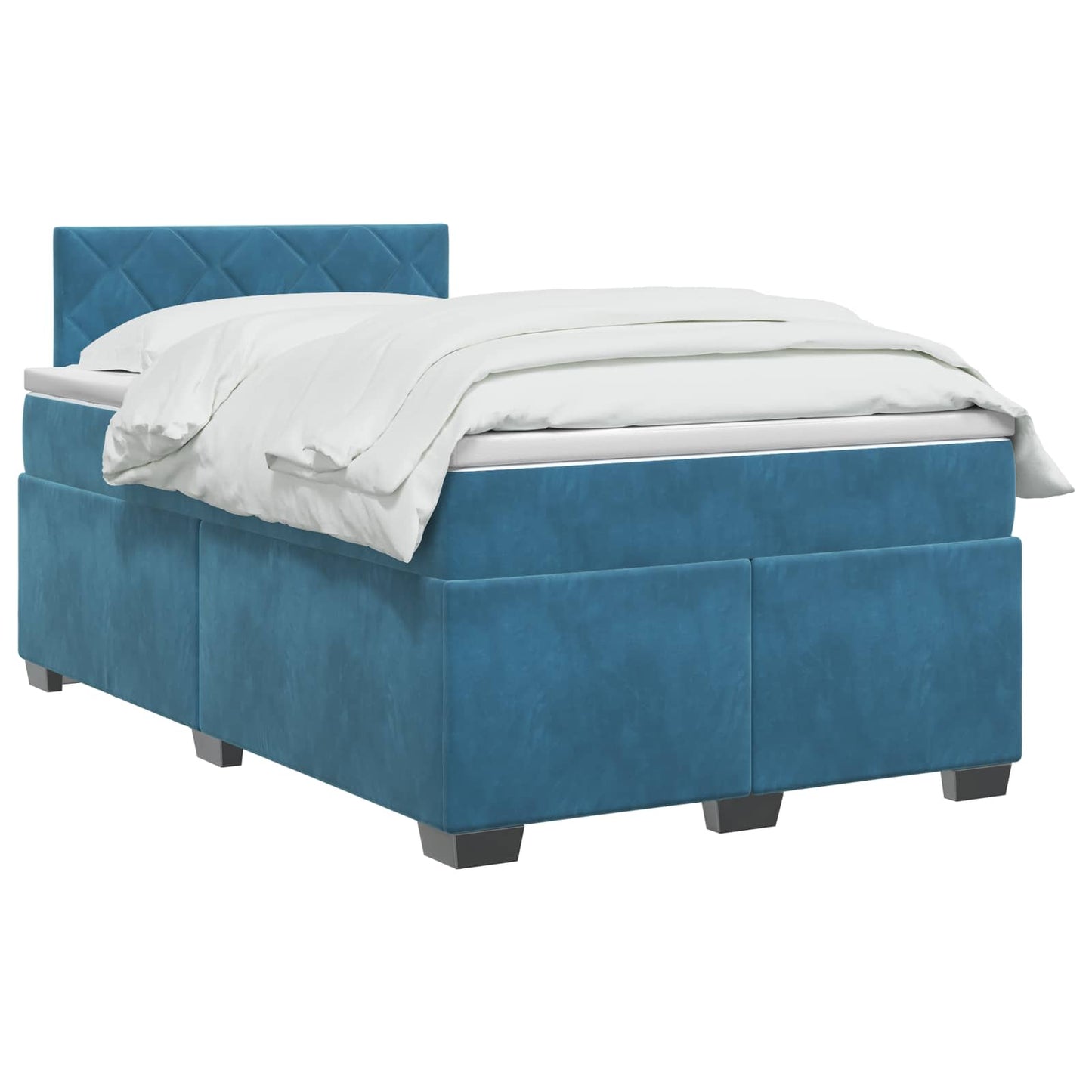 Box Spring Seng med Madras og LED Blå 120 x 190 cm Velour
