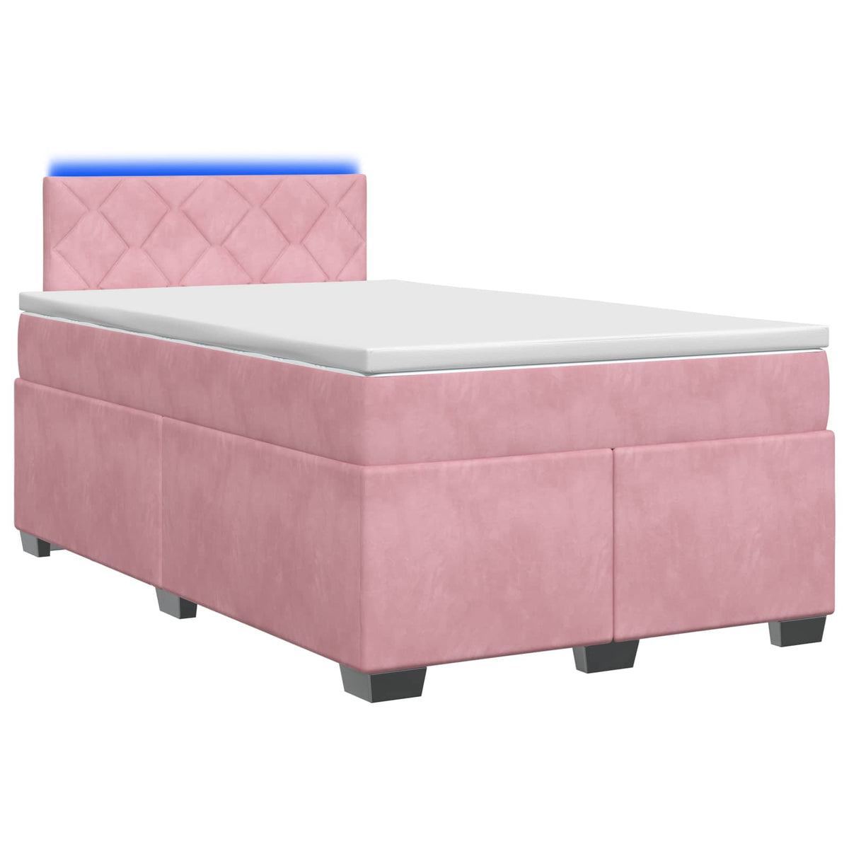Box Spring Seng med Madras og LED Lyserød 120 x 190 cm Velour