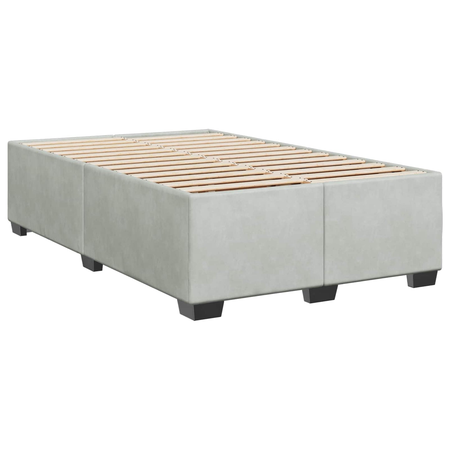 Box Spring Seng med Madras og LED Lysegrå 120 x 200 cm Velour