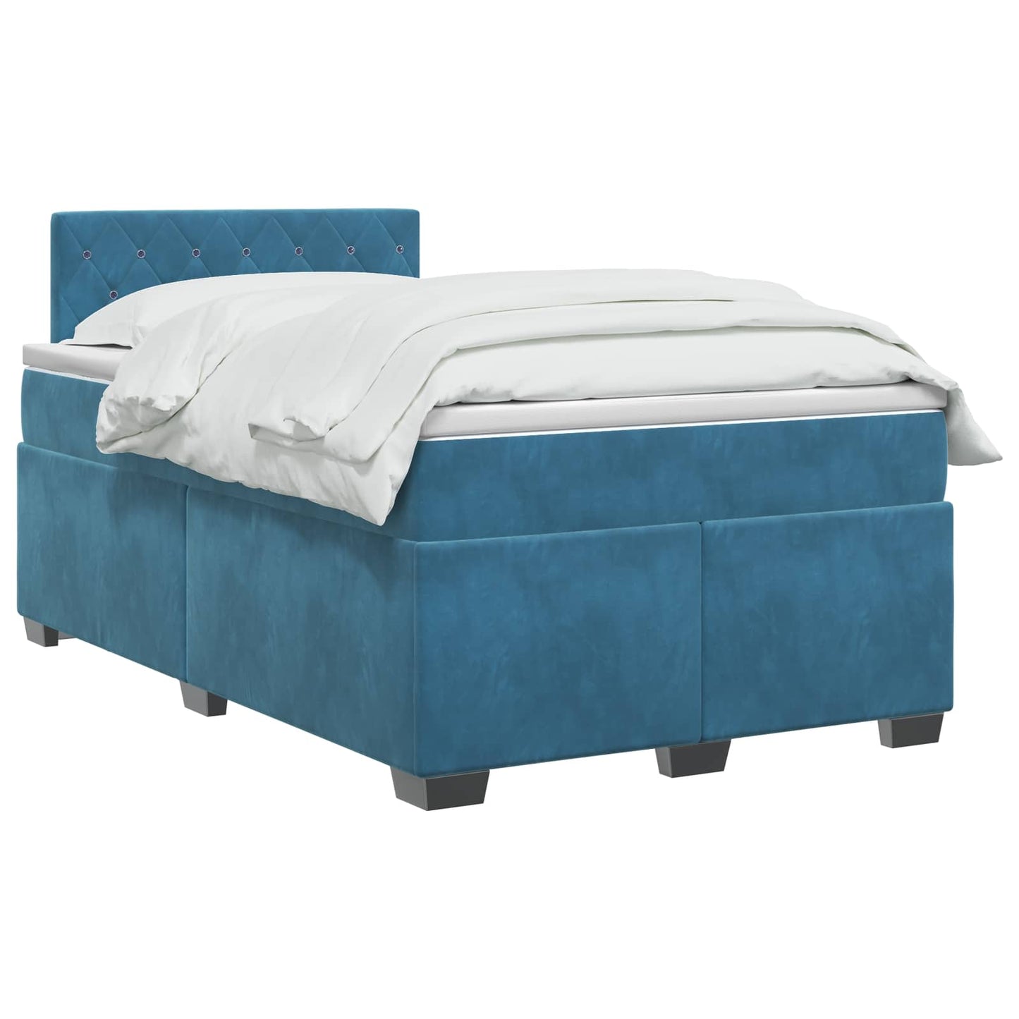 Box Spring Seng med Madras og LED Blå 120 x 200 cm Velour