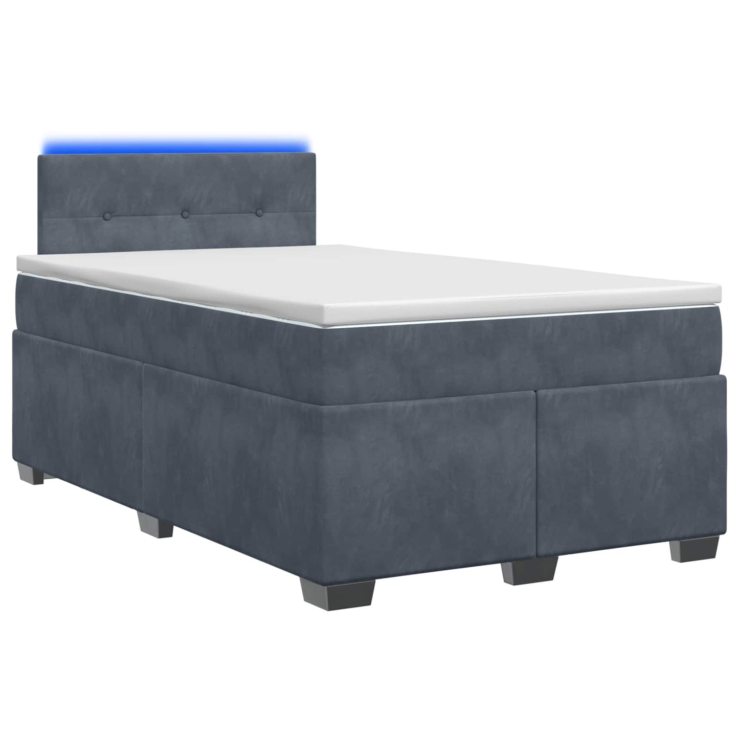 Box Spring Seng med Madras og LED Mørkegrå 120 x 200 cm Velour