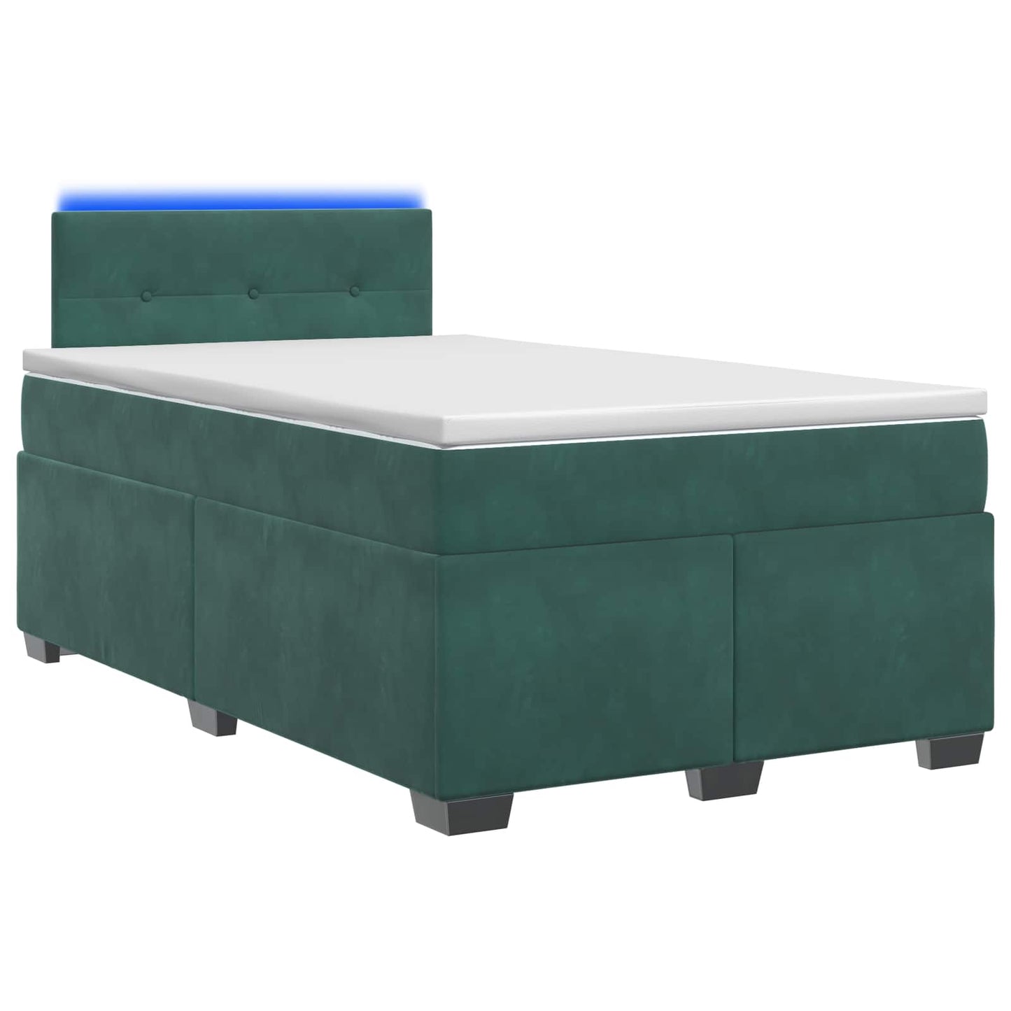 Box Spring Seng med Madras og LED Mørkegrøn 120 x 200 cm Velour