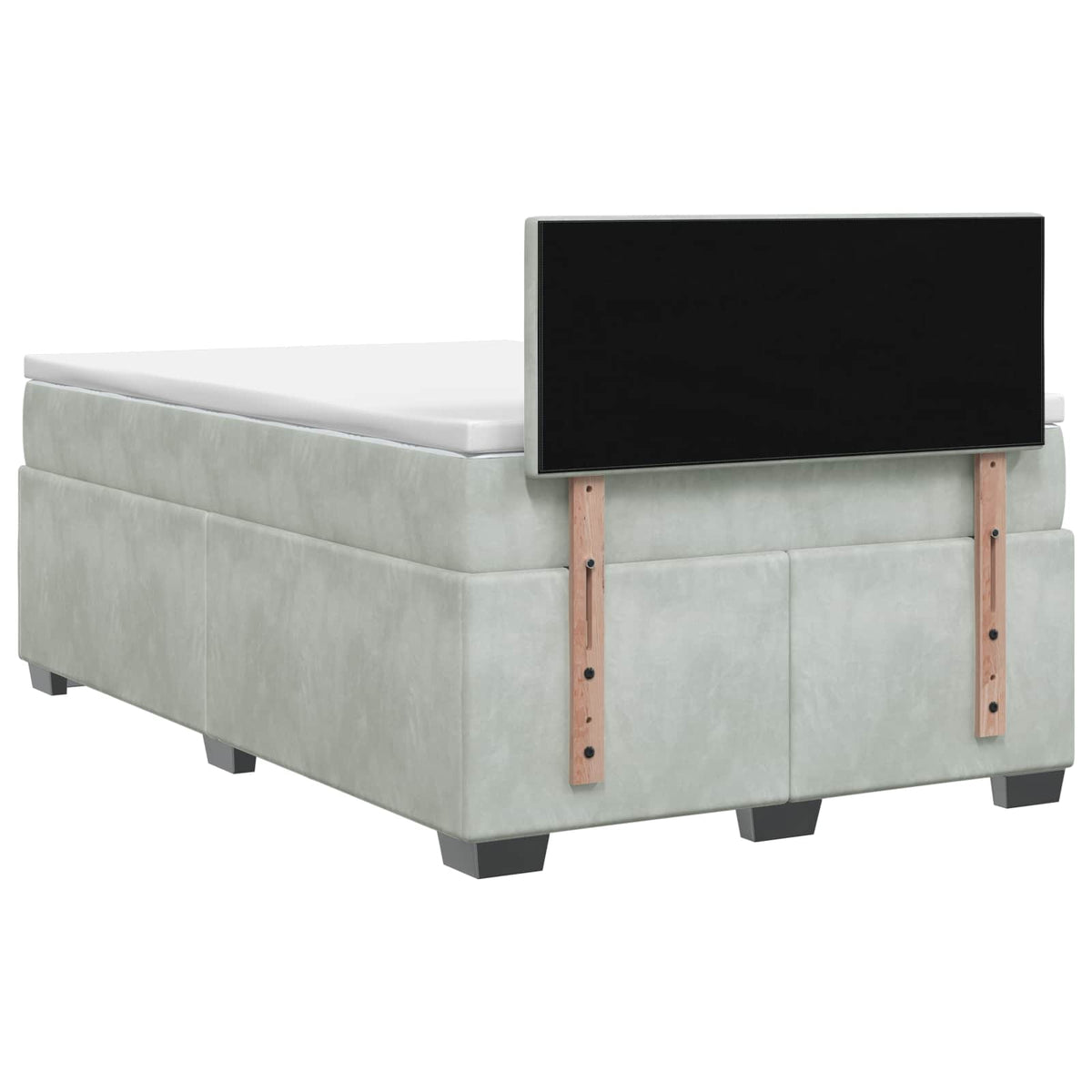 Box Spring Seng med Madras og LED Lysegrå 120 x 200 cm Velour