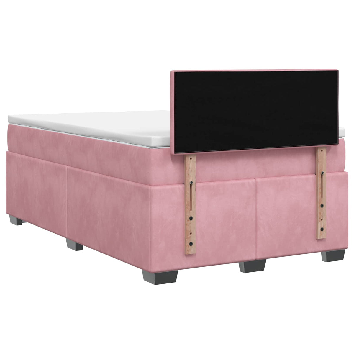 Box Spring Seng med Madras og LED Lyserød 120 x 200 cm Velour