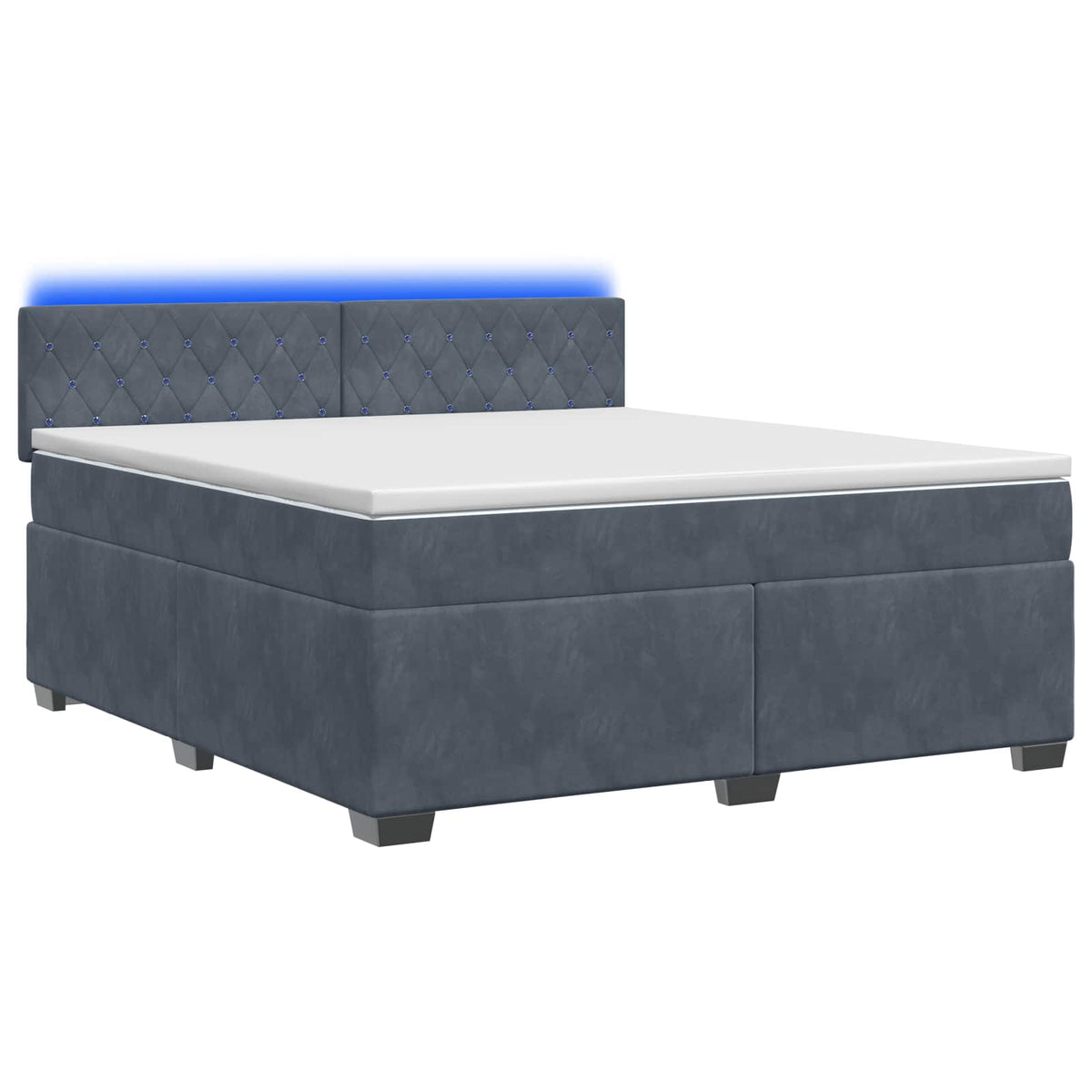 Box Spring Seng med Madras og LED Mørkegrå 140 x 190 cm Velour