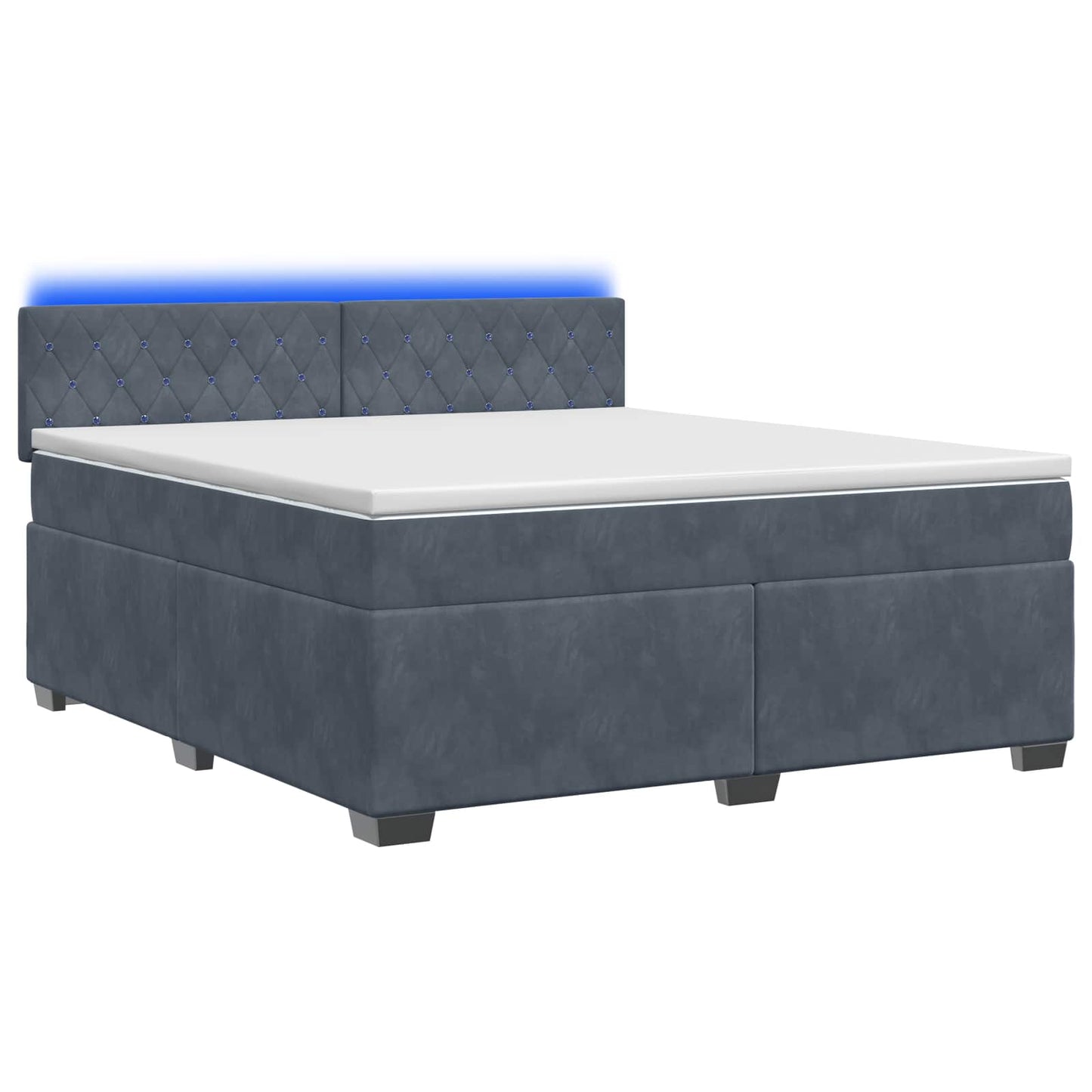 Box Spring Seng med Madras og LED Mørkegrå 140 x 200 cm Velour