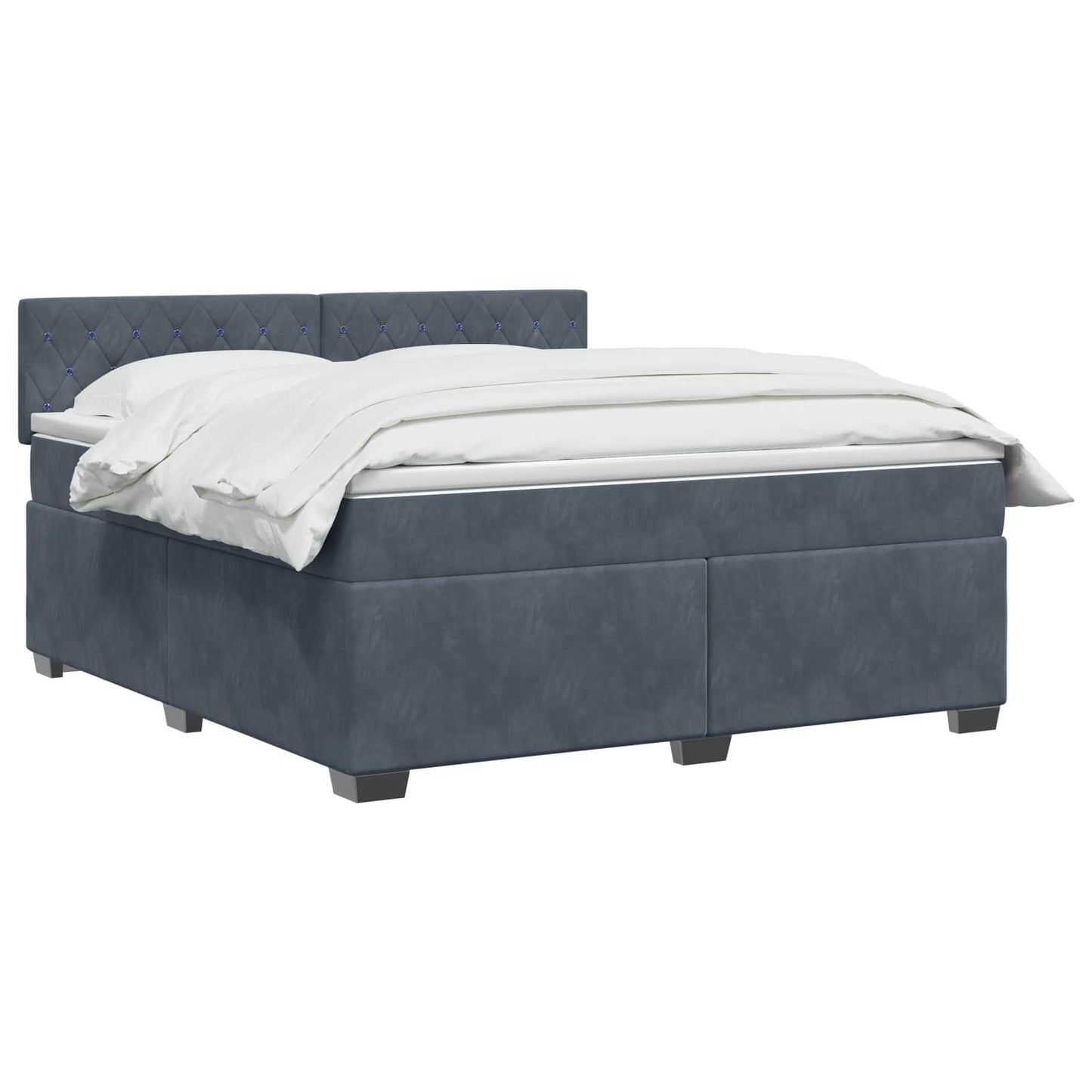 Box Spring Seng med Madras og LED Mørkegrå 140 x 200 cm Velour