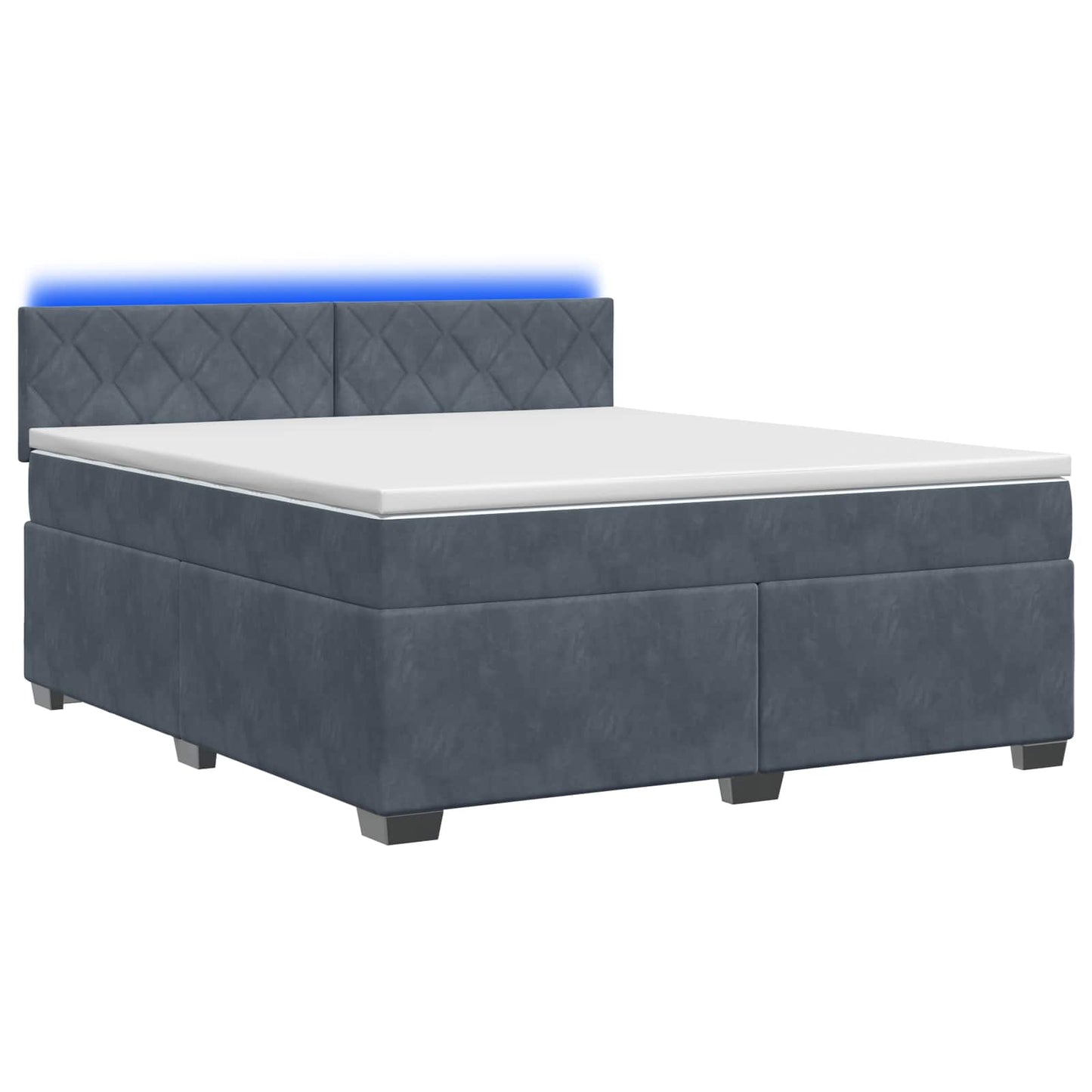 Box Spring Seng med Madras og LED Mørkegrå 140 x 200 cm Velour