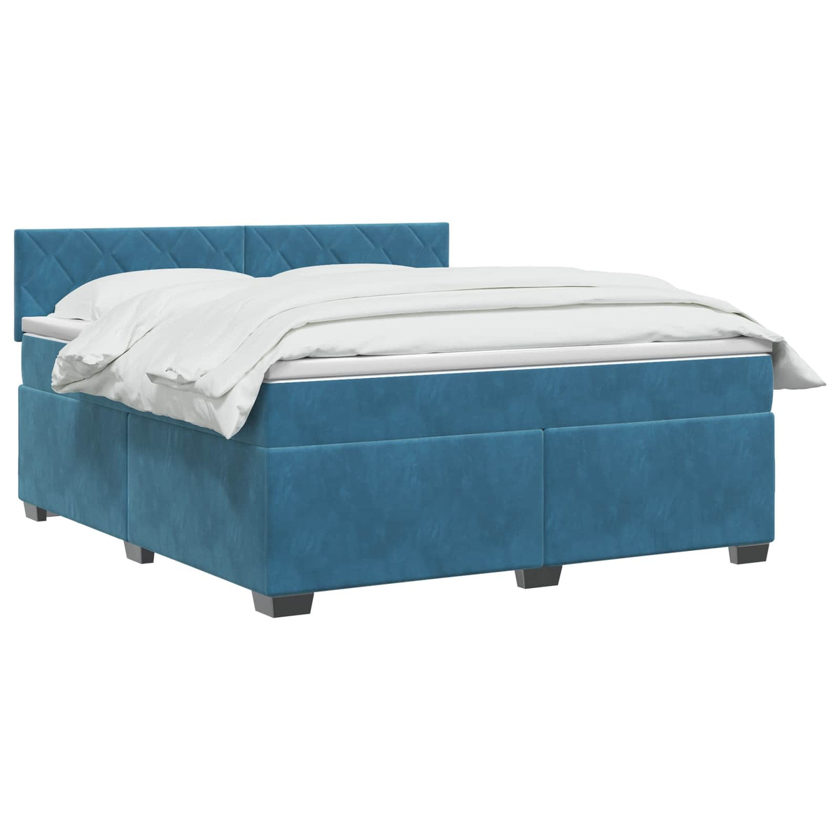 Box Spring Seng med Madras og LED Blå 140 x 200 cm Velour