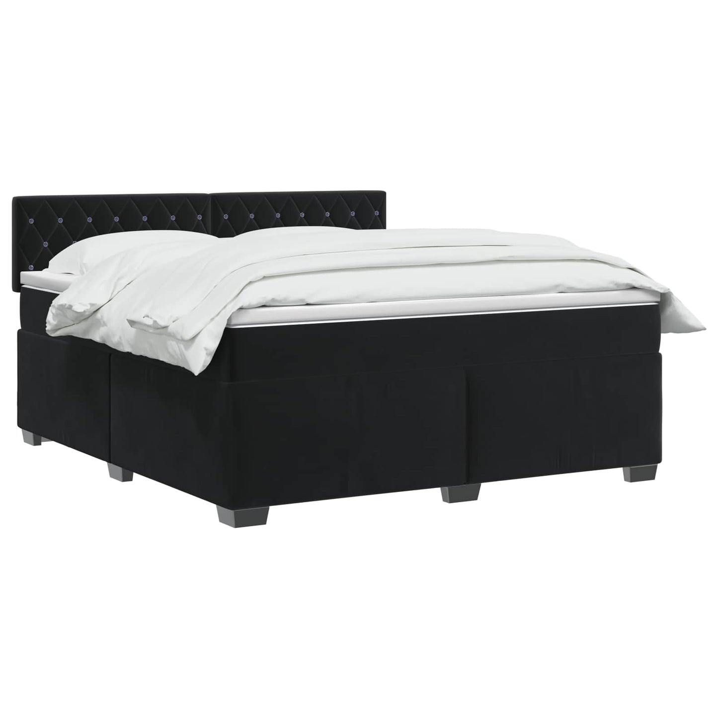 Box Spring Seng med Madras og LED Sort 160 x 200 cm Velour