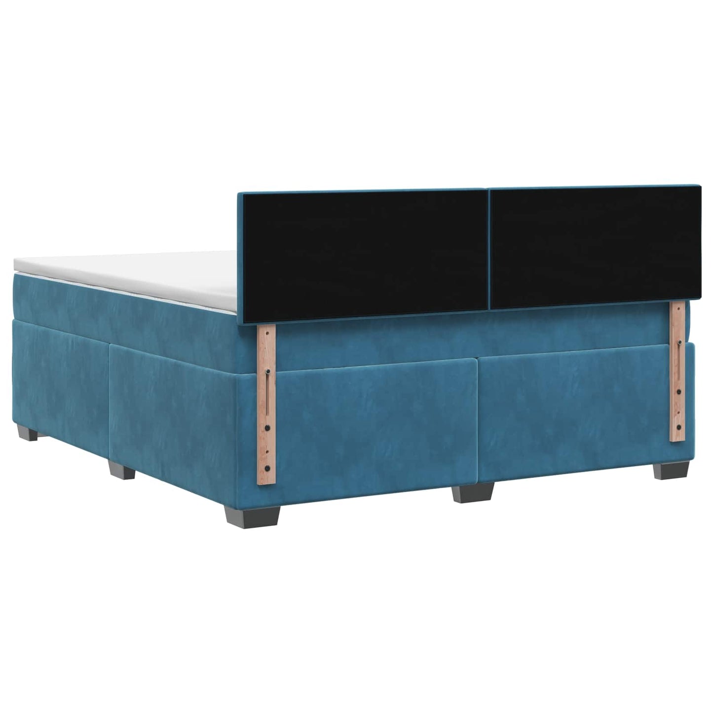 Box Spring Seng med Madras og LED Blå 160 x 200 cm Velour