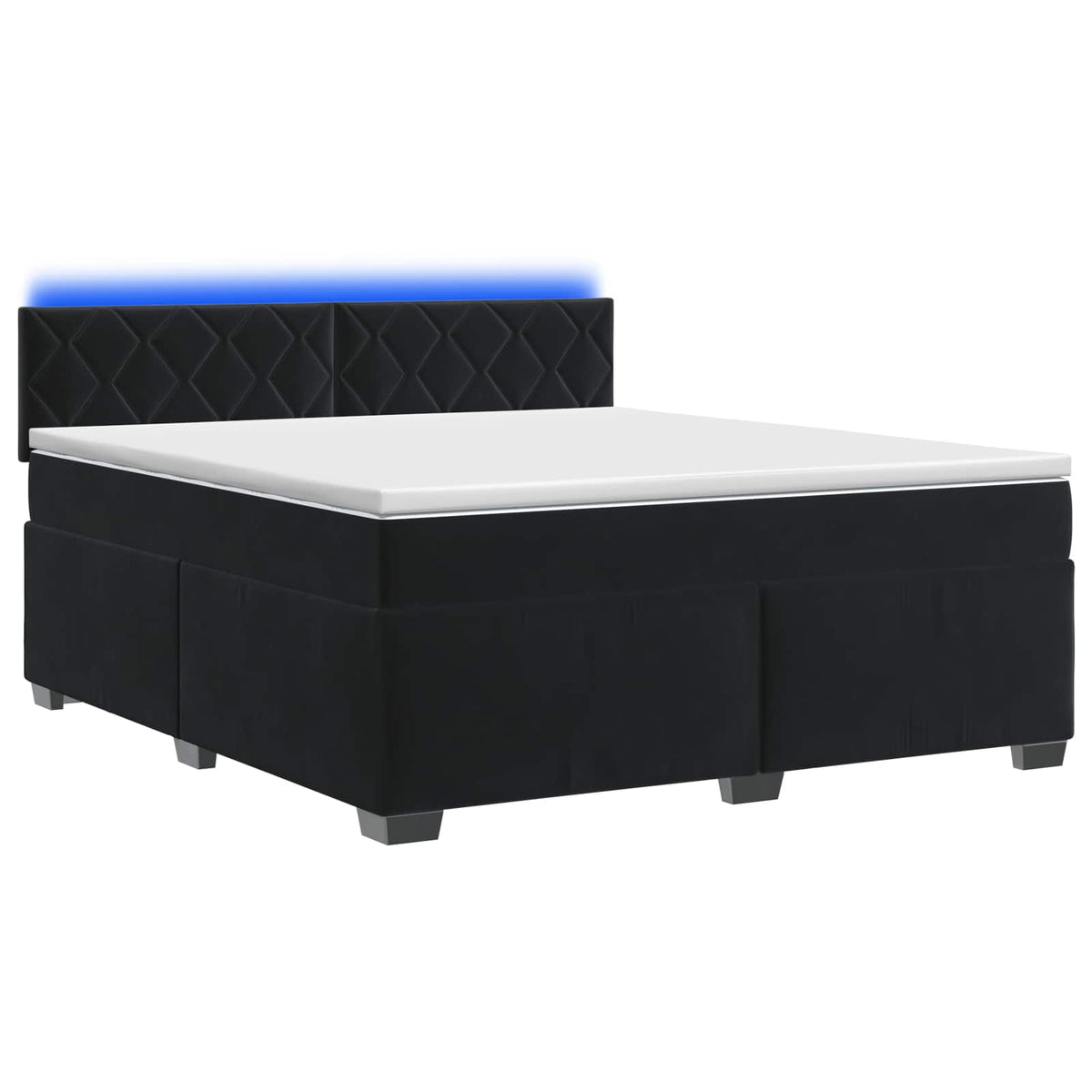 Box Spring Seng med Madras og LED Sort 180 x 200 cm Velour