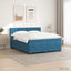 Box Spring Seng med Madras og LED Blå 200 x 200 cm Velour