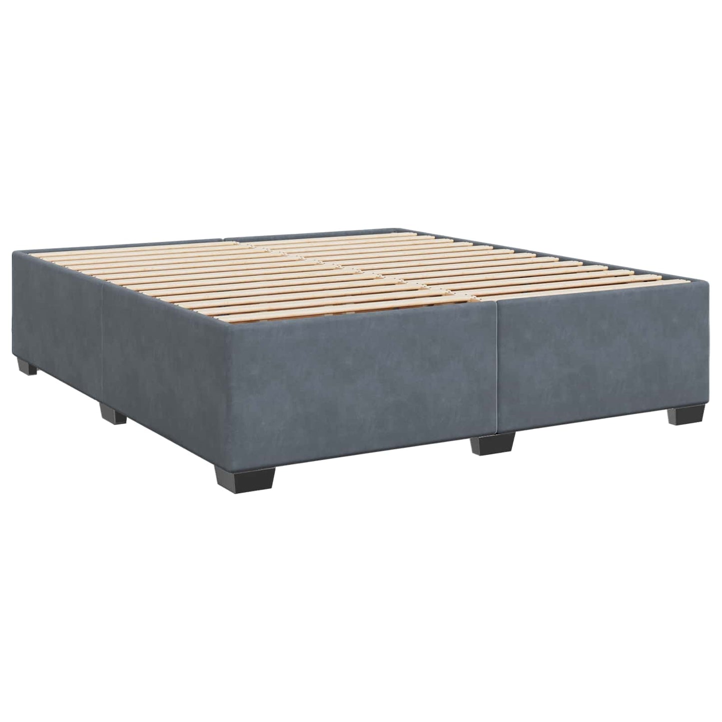 Box Spring Seng med Madras og LED Mørkegrå 200 x 200 cm Velour