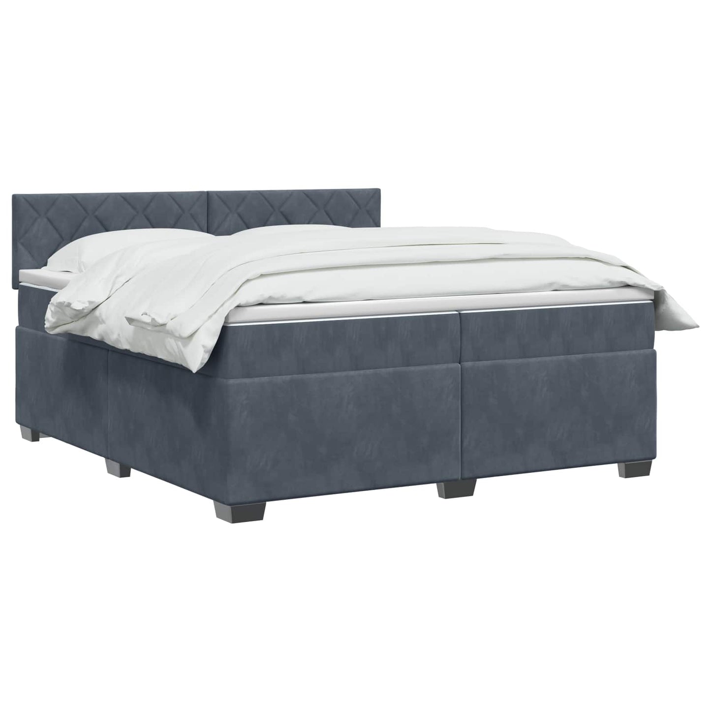 Box Spring Seng med Madras og LED Mørkegrå 200 x 200 cm Velour