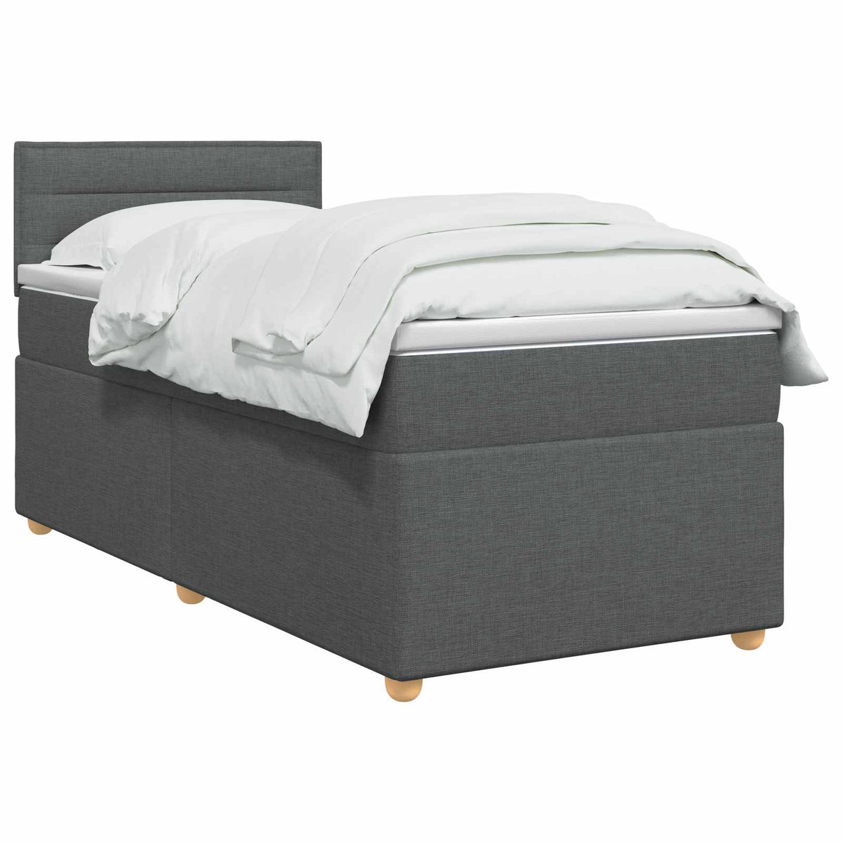 Boxmadras med topmadras Mørkegrå 80 x 200 cm Stof
